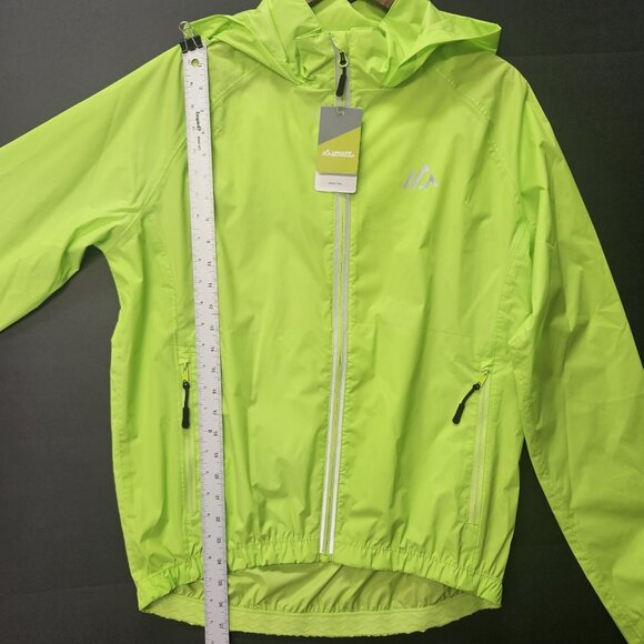 Ushare Outdoor Windbreaker Jacket Neon Green Lightweight Hooded Raincoat - Picture 5 of 8